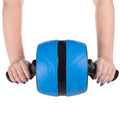 Aparat fitness tip roata pentru abdomene cu covor din spuma, albastru negru