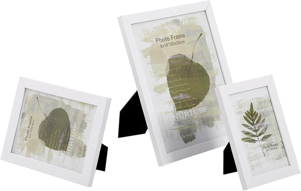 SONGMICS set rame foto 10 buc, 28x24 / 21x16 / 18x13 cm, alb, montaj perete sau birou, MDF si plastic