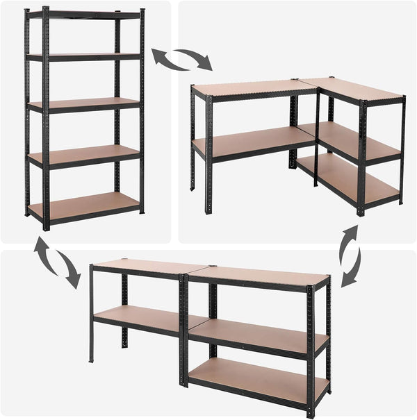 SONGMICS Raft de depozitare metalic, cu rafturi din MDF, 5 polite, max. 875 kg, 180x90x40cm, negru