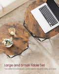 VASAGLE Set de 2 mese de cafea, stil industrial, 50x40cm si 40x36cm, maro rustic si negru