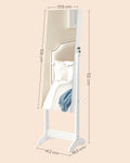 SONGMICS Oglinda de podea cu suport, design fara rama, cu spatiu de depozitare, 41x37x152cm, alb