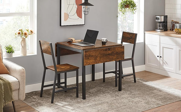 VASAGLE Masa de bucatarie sau living, extensibila, pentru spatii mici, stil industrial, 75x78x85/120cm, maro