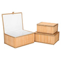 Set 3 cutii organizatoare din bambus, cu capac, diverse dimensiuni, maro