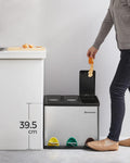 SONGMICS Cos de gunoi din inox cu 3 compartimente colectare selectiva, cu galeti interioare, 3x8litri, argintiu si negru