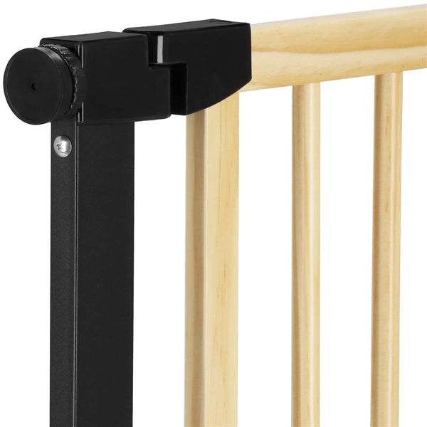 Poarta de siguranta Safety Gate pentru scari, ajustabila, din lemn cu structura otel, 89-96cm, negru maro