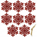 Decoratiune brad fulg de zapada, set 8 bucati, 8cm, rosu