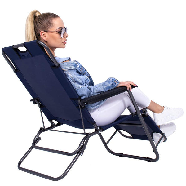 Sezlong pliabil SERSIMO GC12, Relax Zero Gravity, 80x60x153cm, Albastru inchis
