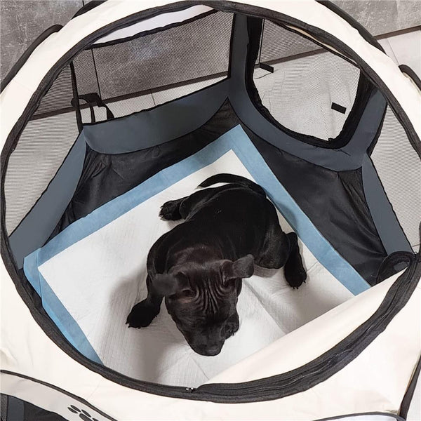 Tarc pliabil pentru animale de companie, diametru 114cm, gri crem
