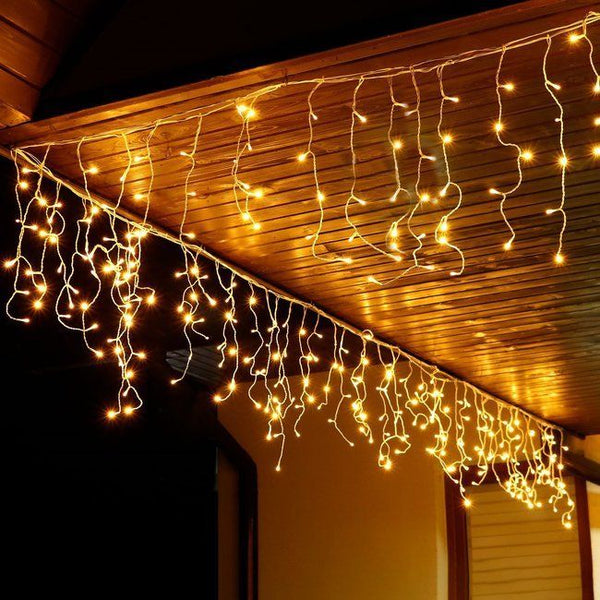 Ghirlanda luminoasa tip perdea 300 LED-uri, 12m, pentru interior/exterior, iluminare galbena