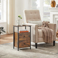 VASAGLE Noptiera cu 2 sertare pentru dormitor, design industrial, 28x38x60cm, maro si negru