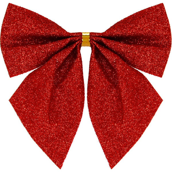 Set 3 ornamente pentru bradul de Craciun, fundita, 11cm, rosu