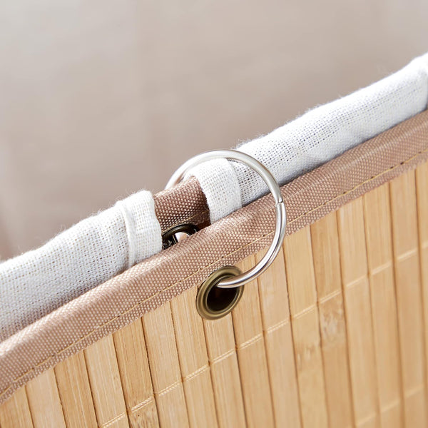 SONGMICS Cos de rufe din bambus, pliabil, cu captuseala detasabila lavabila, 72L, 40x30x60cm, natural