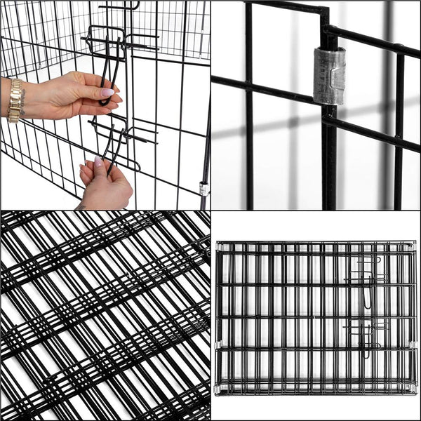 Tarc pentru animale de companie, din fier, forma configurabila, cu usa de acces, 3XL, 155x155x61cm, negru