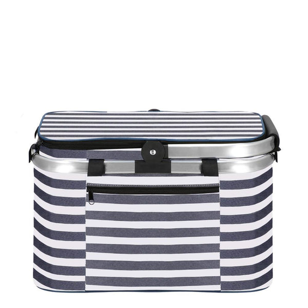 Geanta pentru picnic sau plaja, termoizolanta, 28 litri, alb albastru