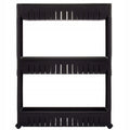 Sistem rafturi de depozitare Sersimo HA116 cu roti pentru bucatarie sau baie cu 3 polite, negru