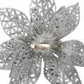Set 10 ornamente pentru bradul de Craciun, stea Poinsettia, 10cm, argintiu