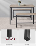 VASAGLE Masa de bar cu 2 banci, design industrial, 110x70x75cm, stejar sonoma