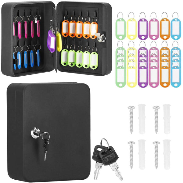 Cutie metalica din otel pentru 20 chei, echipata, 20x16x7.5cm, neagra