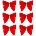 Set 6 ornamente pentru bradul de Craciun, fundita, 8cm, rosu