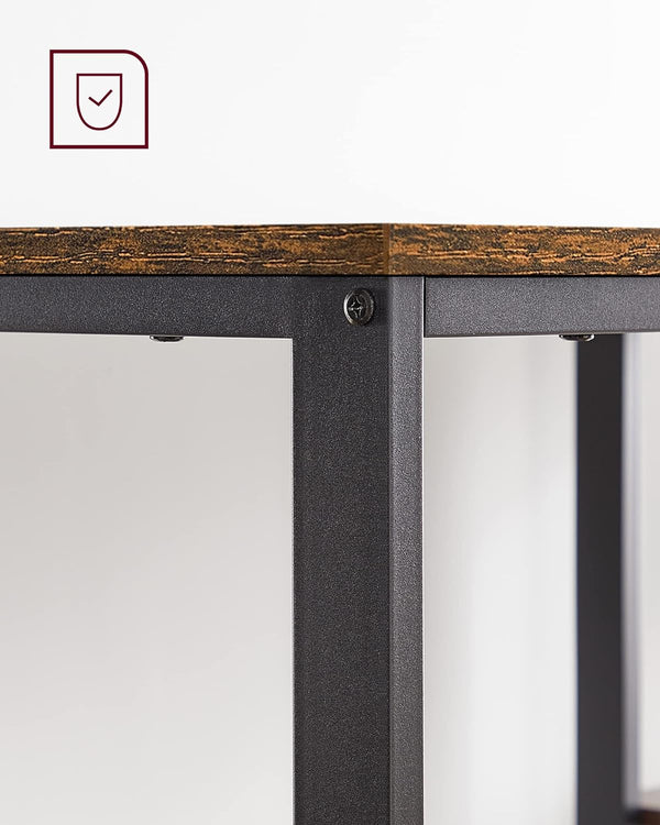 VASAGLE Birou cu 2 rafturi pe stanga sau dreapta, cadru din otel, 60x120x75cm, industrial, maro rustic si negru