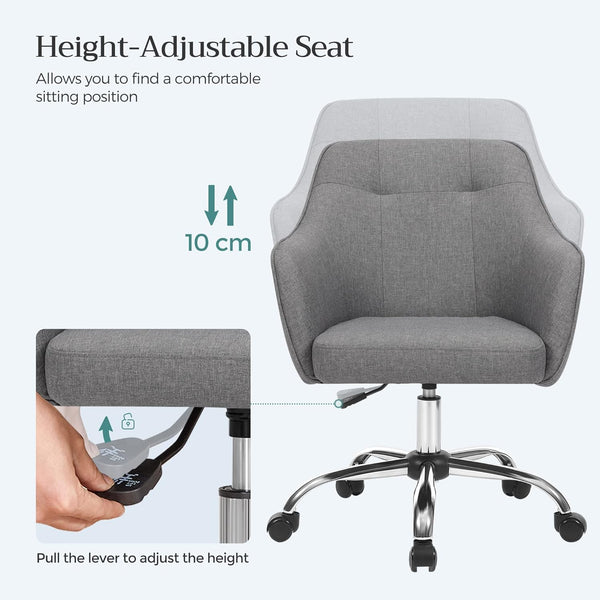 SONGMICS Scaun de birou ergonomic, inaltime reglabila, 65x69x(83-93) cm, gri