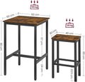 VASAGLE Set masa si scaune de bar, masa 60x60x90cm si 2 scaune 30x40x65cm, stil industrial, maro rustic