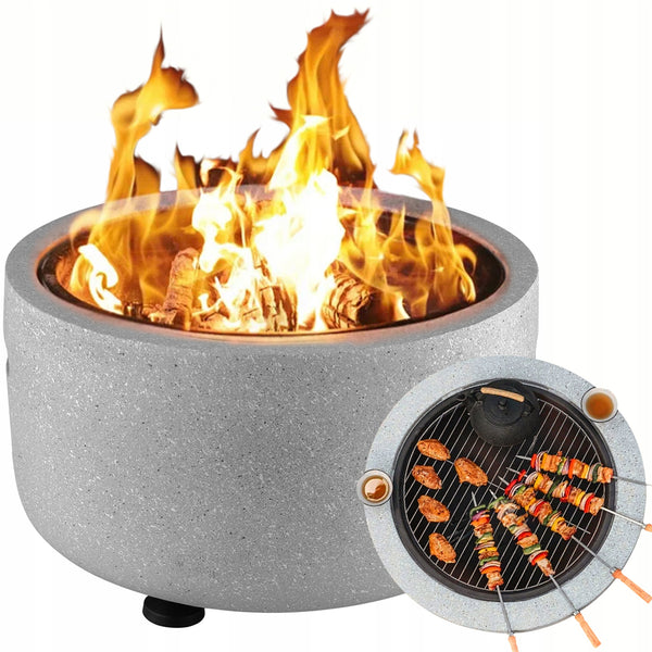 Semineu de exterior pentru terasa sau gradina din placa de magneziu, cu grill pentru gratar, 43x43x39cm