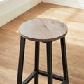 VASAGLE Set 2 scaune bar inalte, sezut rotund, cadru din otel, inaltime 65 cm, stil industrial, gri