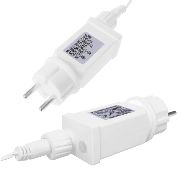 Instalatie luminoasa tip turturi LED exterior/interior, 300 LED-uri alb cald cu flash alb rece, 12 m, IP44, conectabila