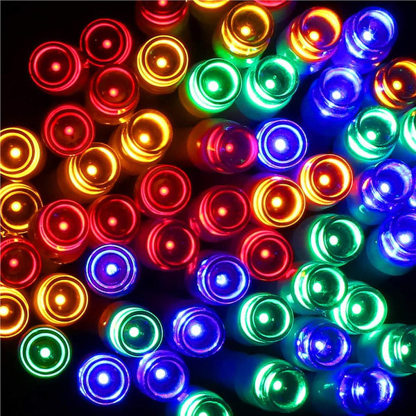 Instalatie lumini de exterior pentru gradina, 10.5 metri, 100 LED-uri, cu baterii, multicolor