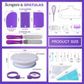 Set patiserie cu platou rotativ, 137 piese cu sabloane pentru ornarea prajiturilor