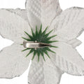 Set 10 ornamente pentru bradul de Craciun, stea Poinsettia, 13cm, gri argintiu