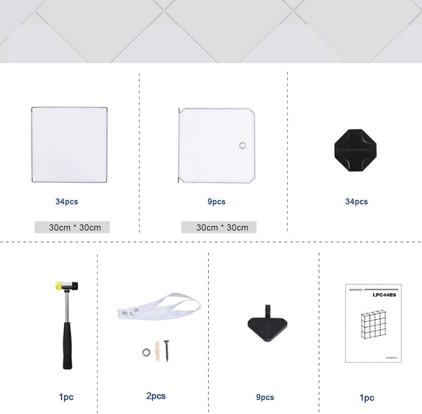SONGMICS Organizator modular 93x31x93 cm, 9 cuburi cu usi, plastic si cadru metalic, alb