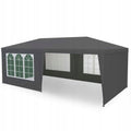 Cort de gradina 300x600 cm, 6 pereti detasabili cu ferestre si usa, structura metalica, PE impermeabil, gri
