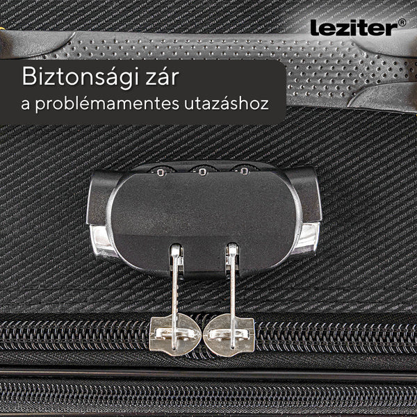 Leziter Valiză de cabină TraveLux Light din piele, cu roți moi detașabile, 55x40x20 cm, negru