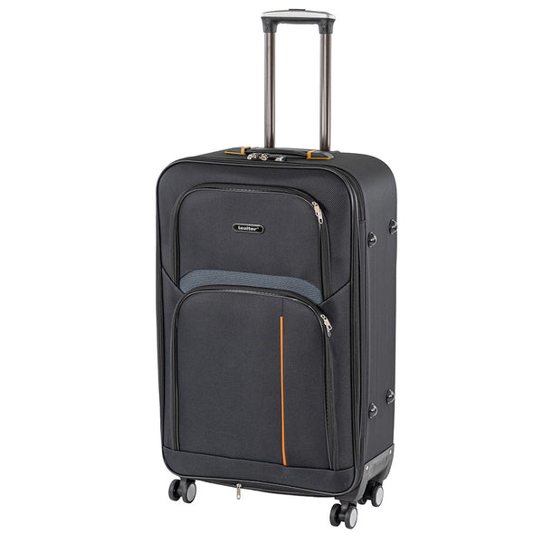 Leziter Valiză mare TraveLux Light din piele moale, 76x50x29 cm, neagră