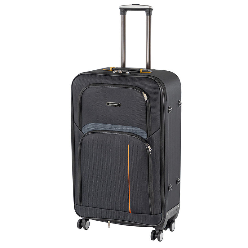 Leziter Valiză mare TraveLux Light din piele moale, 76x50x29 cm, neagră