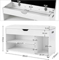 VASAGLE Pantofar cu banca, capitonata, 3 compartimente, sarcina 150 kg, 30x80x44cm, modern, alb
