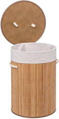 Cos rufe rotund 5Five Bambou cu capac, bambus, 48 litri, 35x50 cm, natur