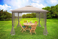 Cort pavilion de gradina tip pergola, automat pop-up, 300×300 cm, cu 4 pereti laterali cu plasa, impermeabil cu rezistenta UV, bej