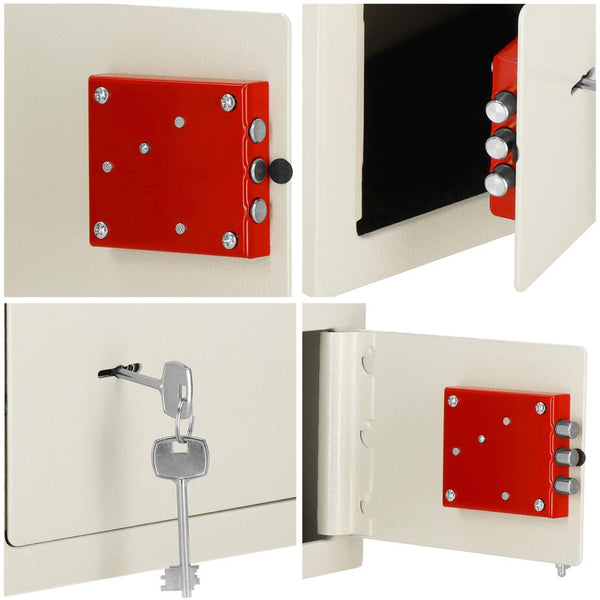 Seif standard cu cheie, 170x230x170 mm, Otel, Bej