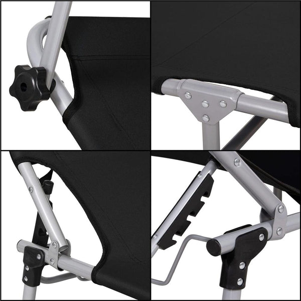 Sezlong pliabil cu parasolar, 188x57x38cm, sarcina 120kg, gri antracit