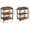 VASAGLE Carucior de servire pe roti pentru bucatarie, 3 polite, tava detasabila, stil industrial, 40x72x86cm, maro rustic