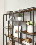 VASAGLE Biblioteca cu forma geometrica, pe 6 nivele, stil industrial, 30x80x180cm, maro rustic si negru