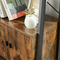 VASAGLE Biblioteca tip scara, cu dulap si 4 rafturi din MDF, stil industrial, 34x56x172cm, maro rustic si negru