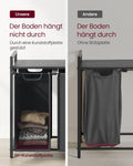 VASAGLE Cos de rufe, 3 compartimente, saci de rufe detasabili, raft, cadru metalic, 3x38L, 93x33x72 cm, negru