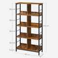 VASAGLE Biblioteca cu rafturi deschise, 8 compartimente, design industrial, 80x33x149cm, maro retro si negru