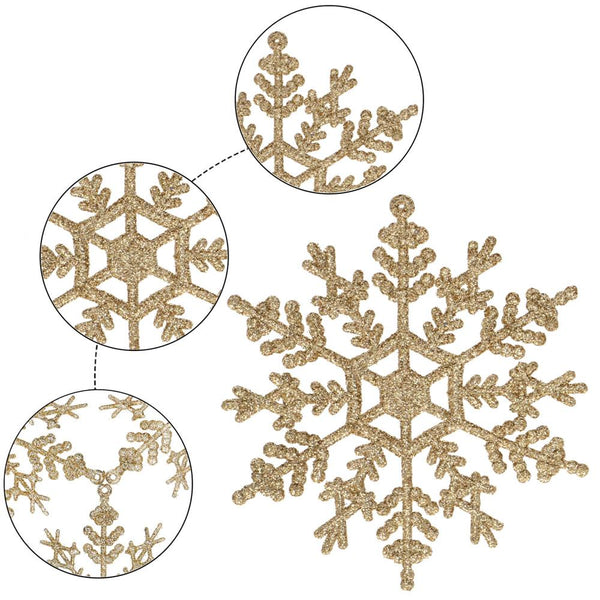 Decoratiune brad fulg de zapada, set 3 bucati, 12cm, auriu