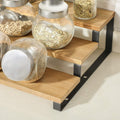 SONGMICS Raft de depozitare extensibil cu 3 nivele, bambus, stivuibil, 32x25x11cm, maro natur