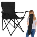 Scaun pliabil camping sau pescuit Sersimo, cu suport pahar, negru